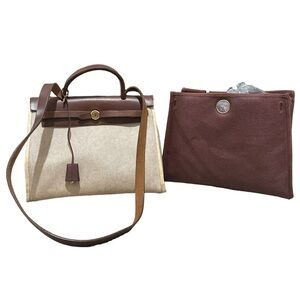 [ SOLD ] Hermes Herbag 31 Toile Vintage Canvas 2 Cover  GHW Preowned
